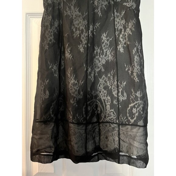 Robert Rodriguez Black Silk White lace Cocktail Mini Designer Dress Size 4 - Picture 4 of 9